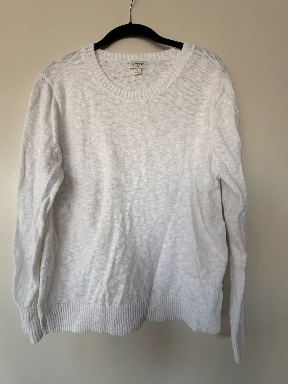 J. Crew White Crewneck Sweater — Lightweight Knit